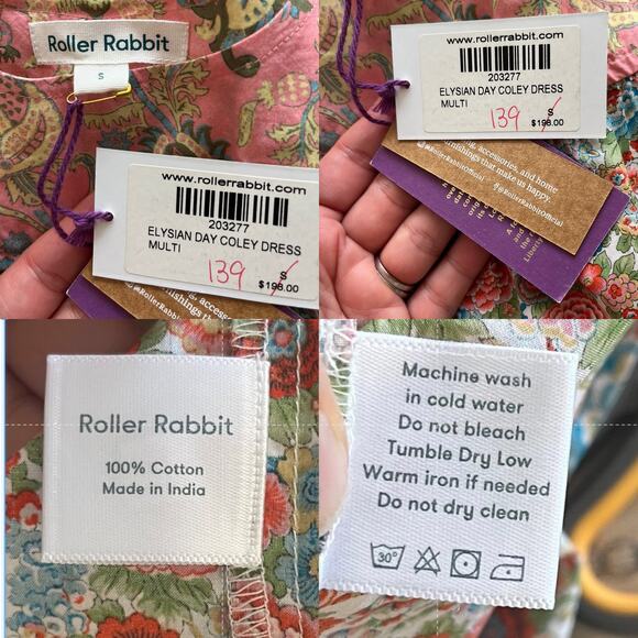 ROLLER RABBIT Elysian Day Coley Dress Floral Liberty Sleeveless Round Neck Small - Picture 7 of 14